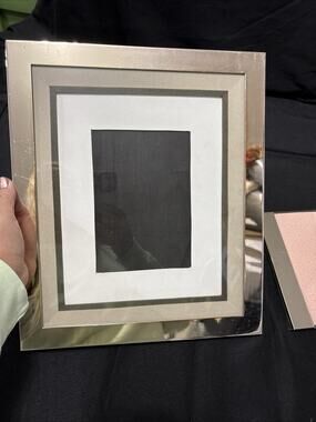 Pottery Barn Silver Matted Frame, 12x13.5 And A Small 5x7 Pottery Barn Frame